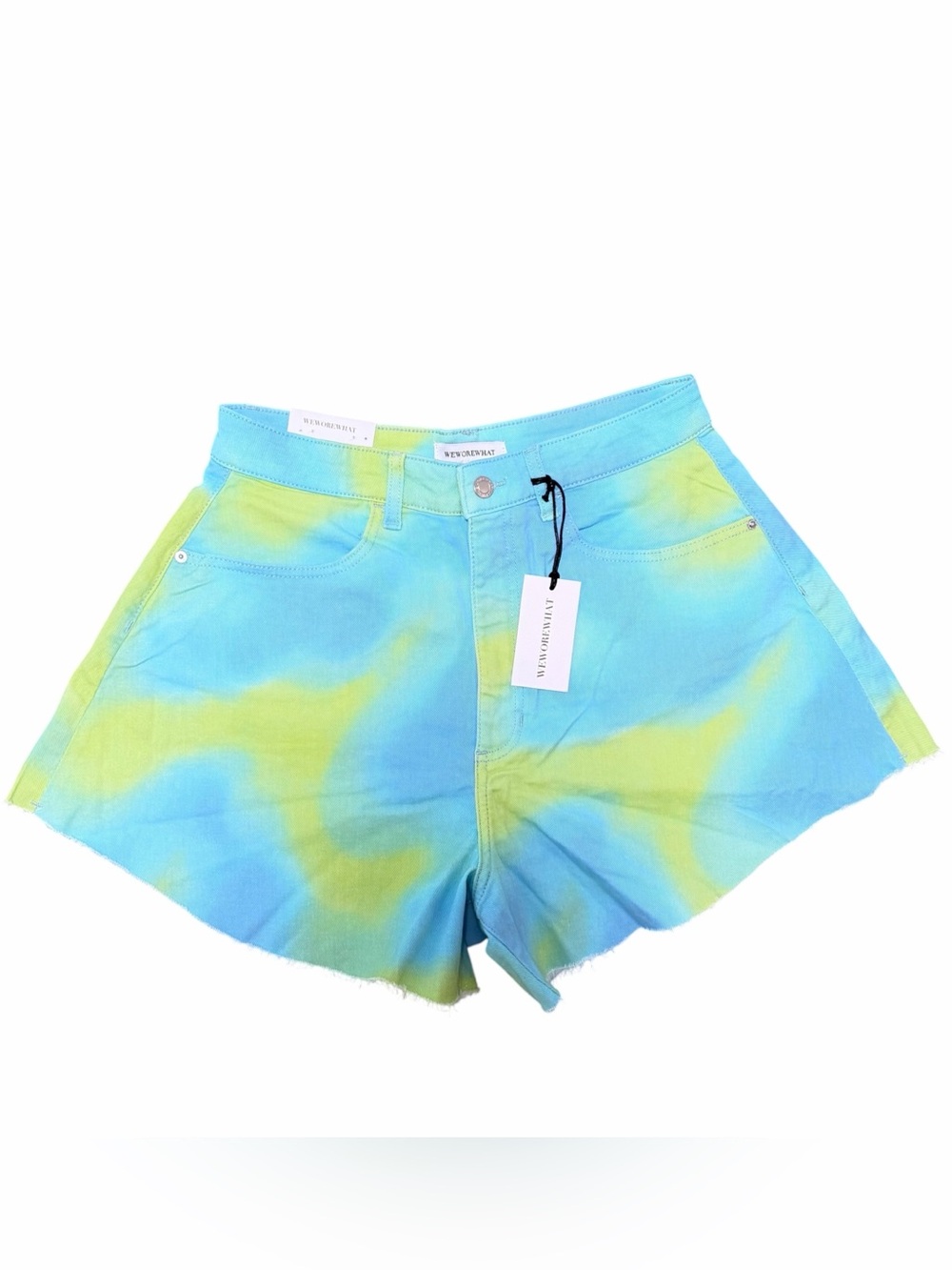 NWT WeWoreWhat Flare Bell Tie Dye Shorts, Blue & Green - Size 28